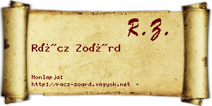 Rácz Zoárd névjegykártya
